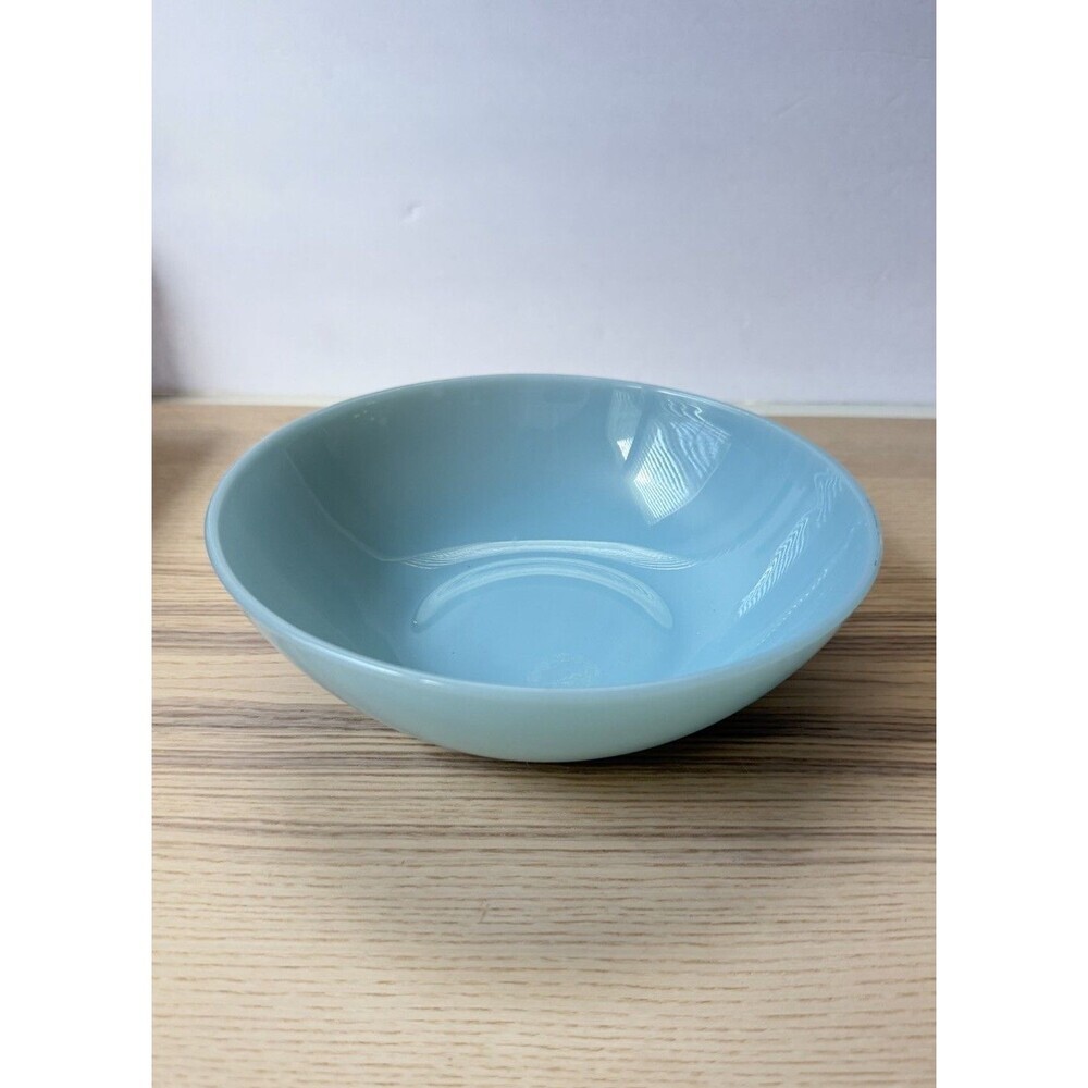 VINTAGE FIRE KING Turquoise Delphite Blue 8" Glass Serving Bowl Anchor Hocking